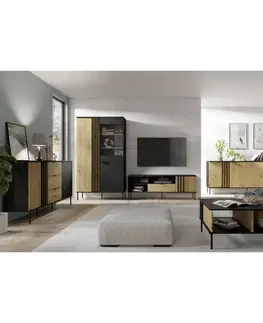 TV stolíky KONDELA Rimina tv stolík čierna onyx / dub artisan
