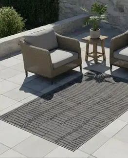 Koberce a koberčeky KONDELA Dawn Typ 3 terasový koberec 80x250 cm čierna / vzor