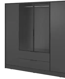 Šatníkové skrine Skriňa Kelly 4D RM grafit s LED