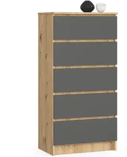 Komody a skrinky Moderná vysoká komoda YVETTE60, dub Artisan / grafit