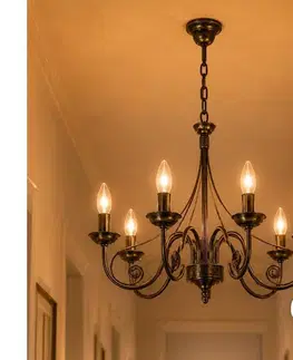 Svietidlá BRILAGI - LED Luster na reťazi STEFANO 6xE14/40W/230V čierna patiny 8590828606703