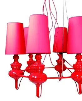 Svietidlá Červená závesná lampa, nastaviteľná, luster, 6xE14, Decoria
