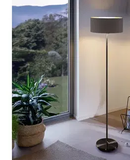 Lampy  LED stojacia lampa TUNJA 1xE27/20W/230V priemer 38 cm čierna/hnedá 1xSA2187+1xEG32474