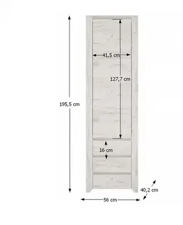 Šatníkové skrine KONDELA Angel Typ 10 1D-3S policová skriňa biela / craft