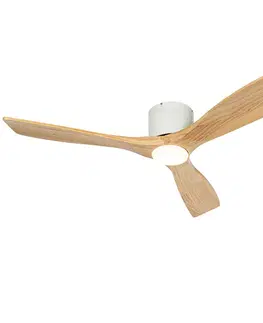 Stropné ventilátory Stropný ventilátor biely s drevom 131,5 cm vrátane LED stmievateľný s diaľkovým ovládaním - Jerri
