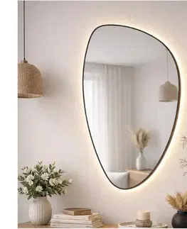 Kúpeľňové zrkadlá Baltica Design-LED Zrkadlo s podsvietením STONE FLUID 15W/230V 2700K 92x55 cm IP65 čierne 5904107932705