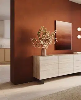 Komody DELIFE Komoda Cuor 180 cm keramika Laminam® Travertino Bianco krémovo biela 2 dvierka 3 zásuvky podstava závesná nerezová oceľ