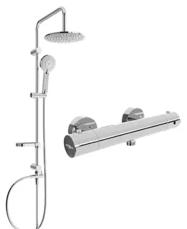 Sprchy a sprchové panely MEXEN/S - Carl sprchový stĺp vrátane sprchovej termostatickej batérie Kai, chróm 77100240-00