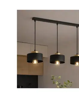 Svietidlá BRILAGI - Závesný luster na lanku SPRING 3xE27/60W/230V čierna/zlatá 77-003B