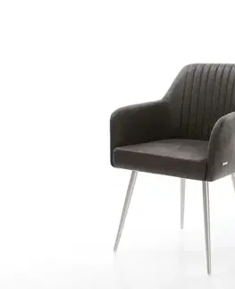 Jedálenské stoličky DELIFE Jedálenská stolička Greg-Flex mikrovlákno antracitová vintage 4-nohá zúžená nerezová oceľ vrecková pružina