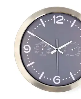 Predlžovacie káble  CLWA5226SS - Nástenné hodiny s teplomerom a vlhkomerom, priemer 30,5 cm, 1xAA, nerez CLWA5226SS