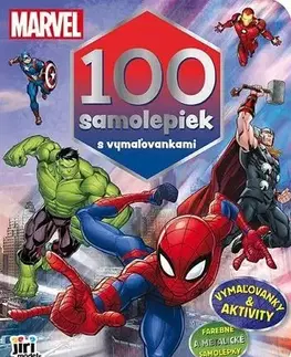Nalepovačky, vystrihovačky, skladačky 100 samolepiek s vymaľovankami - Marvel
