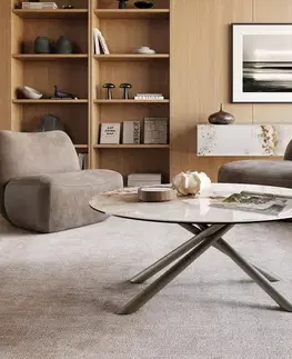 Konferenčné stolíky DELIFE Konferenčný stolík Edge okrúhly 100x100 cm keramika Minas Melange Sarity kov efektfinish titánová