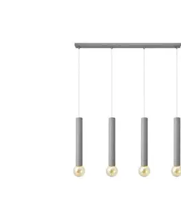 Svietidlá  Luster na lanku TUBA 4xE27/15W/230V šedá W-L 1117/4 GR