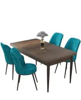 Jedálenské sety Dining Table & Chairs Set (5 Pieces) Nil - Baroque, Turquoise