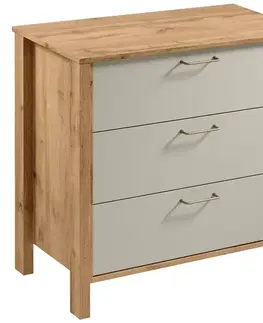 Komody do spálne Komoda Indygo K3S dub wotan-beige