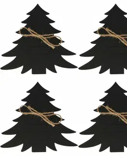 Prestieranie Vrecko na príbory X-Mas Tree čierna, sada 4 ks