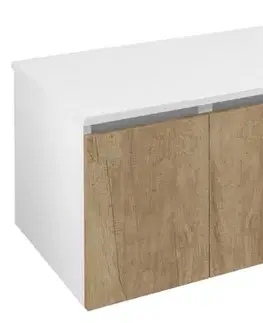 Kúpeľňový nábytok SAPHO - LOREA skrinka 120x46x51,5cm (30+90cm), pravá, dub Alabama/biela matná LE090-2231-R-02