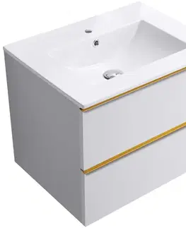 Umývadlá CERANO CERANO - Koupelnová skříňka Velora - bílá matná, úchytka zlatá + keramické umyvadlo Todo - bílá lesklá - 71x55x46,5  CER-664885