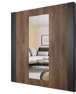 Spálňové skrine s posuvnými dverami Skriňa 2d Sigma 18 dub flagstaf tmavý