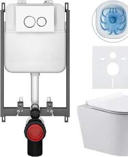 Záchody CERANO - Kompletný WC set Basic/Carlito - biela lesklá - WC tlačidlo Dualo/Biela - na zamurovanie - 48,5x36,5 CER-8050BD86016