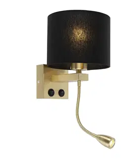 Lampy Art Deco nástenná lampa zlatá s čiernym tienidlom - Brescia