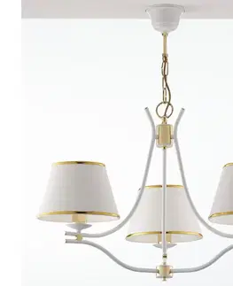Svietidlá Jupiter 2085 - Luster na reťazi SAMBA 3xE27/15W/230V biela/zlatá 2085