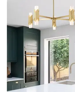 Svietidlá Elstead MARVELE10-AB-OPAL - Luster na tyči MARVELE 10xE14/40W/230V zlatý MARVELE10-AB-OPAL