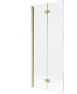 Sprchové dvere MEXEN - MIST vaňová zástena 80x150 cm 6mm 2-s, zlatá kartáčovaná, číra, ľavá 8A9-080-002-55-00-L
