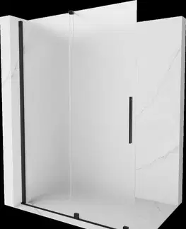 Sprchové dvere MEXEN/S - Velar Sprchová zástena posuvná Walk-in 150 x 200, dekor 8 mm, čierna 871-150-000-33-70