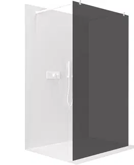 Sprchové dvere CERANO - Sprchová zástena Walk-in Onyx Duo Ľ/P - 8 mm - okrúhla vzpera - biela matná, grafitové sklo - 50x200 CER-8050BD2116