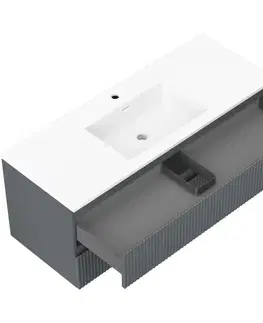 Kúpeľňový nábytok MEXEN/S - Rivel kúpeľňová skrinka 120 cm s umývadlom Otis, 2 zásuvky, reliéf, grafit mat/biela mat - 91A20-12047-2-BFF66-W18M 91A20-12047-2-BFF66-W18M01