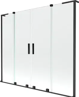 Sprchové dvere MEXEN/S - Velar L Duo dvojkrídlová posuvná vaňová zástena 180 x 150, transparent, čierna 896-180-003-02-70
