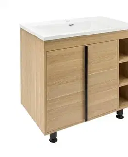 Kúpeľňový nábytok Kúpeľňová skrinka s matným bielym umývadlom Naturel Lucca 79x70x45 cm dub mat LUCCA80DU3AM LUCCA80DU3AM
