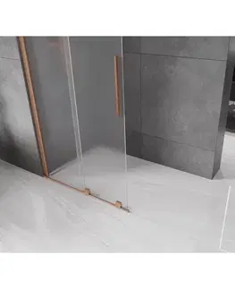 Sprchové dvere MEXEN/S - Velar Sprchová zástena posuvná Walk-in 80 x 200, dekor 8 mm, meď kartáčovaná 871-080-000-33-65