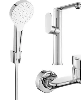 Kúpeľňové batérie MEXEN/S - Milo R05 SET umývadlová batéria + vaňová s príslušenstvom, chróm 713153R05-00