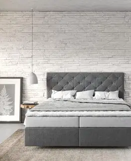 Postele Boxspring DELIFE Boxspring posteľ Dream-Great 160×200 cm mikrovlákno antracitová s matracom a topperom