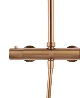 Sprchy a sprchové panely Sprchový systém SAT Aurum s termostatickou batériou brúsený rose gold SATSSTKAURBRG SATSSTKAURBRG