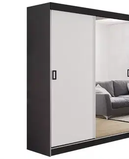 Spálňové šatníkové skrine Skriňa Retro 138 1L grafit/ Dvierka biely