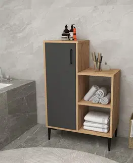 Kúpeľňové skrinky Viacúčelová skrinka Reysary - Atlantic Pine, Anthracite