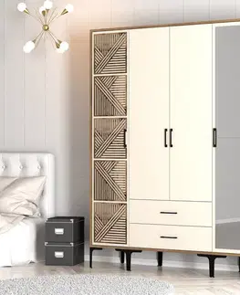 Šatňové skrine Šatníková skriňa Kumsal PTR - Walnut, Cream