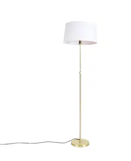 Stojace lampy Stojaca lampa zlatá/mosadzná s bielym ľanovým tienidlom 45 cm - Parte