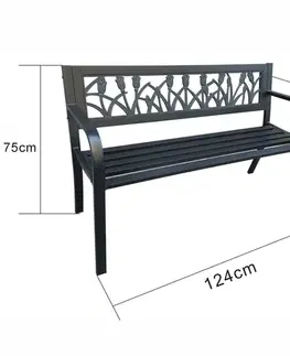 Lavice LISSTELA záhradná lavička, čierny kov/plast