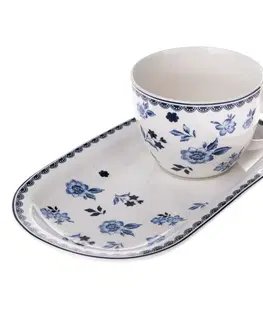 Hrnčeky a šálky Porcelánový hrnček s podnosom Floral, 365 ml