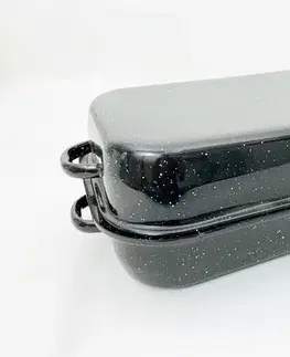 Pekáče, plechy MAKRO - Dvojpekáč smalt 26cm, vonkajší rozmer 18,5x12x30,5cm