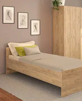 Postele KONDELA Ramsa 1 posteľový rám dub craft zlatý