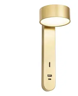 Svietidlá Redo 01-4641 - LED nástenné svietidlo SADES LED/6W/230V CRI 90 USB zlatá 01-4641