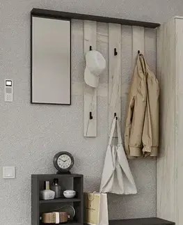Vešiaky REMO II vešiak zo zrkadlom, craft biely / grafit