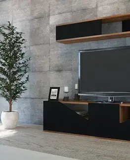 Obývacie steny TV skrinka / Obývacia stena Taç - Walnut, Black