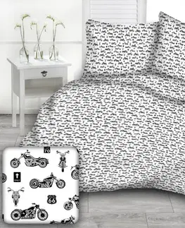 Obliečky Obliečky bavlnené Motorky TiaHome - 1x vankúš 65x45cm, 1x paplón 130x90cm